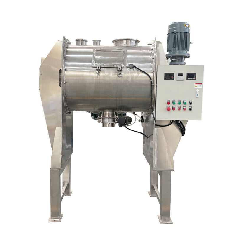 Stainless Steel Plow Mixer with PLC Control System and Pneumatic Discharge for Industrial Mixing